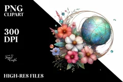 Colorful Stained Cosmos Wooden Clipart Product Image 1