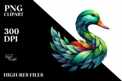 Vibrant Duck with Plant Leaves, PNG Product Image 3