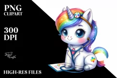 Cute Baby Unicorn Rainbow Doctor | Sublimation | Clipart Product Image 1
