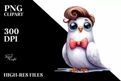 Funny Dove with Big Eyes and Bow Clipart Product Image 1