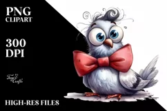 Funny Dove with Big Eyes and Bow Clipart Product Image 3