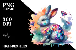 Colorful Bunny Made of Diamonds PNG Product Image 2