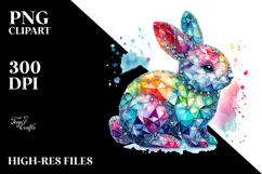 Colorful Bunny Made of Diamonds PNG Product Image 2