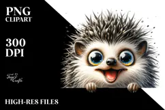 Crazy Hedgehog Peek Watercolor Sublimation Clipart Product Image 2