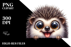 Crazy Hedgehog Peek Watercolor Sublimation Clipart Product Image 2