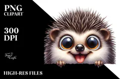 Crazy Hedgehog Peek Watercolor Sublimation Clipart Product Image 2