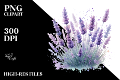 Lavender with Watercolor Splash, PNG Product Image 2