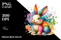 Colorful Bunny on Splashy Background PNG Product Image 2