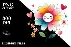 Smiling Flower with Hearts PNG Product Image 2