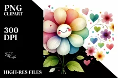 Smiling Flower with Hearts PNG Product Image 2