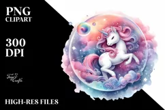 Cute Unicorn Twirling Bubble Dreamy Nebula | Clipart Product Image 3
