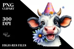 Cow Cow Portrait with Flower in Mouth Product Image 1