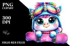 Goofy Baby Unicorn Watercolor PNG Product Image 2