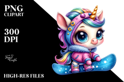 Goofy Baby Unicorn Watercolor PNG Product Image 2