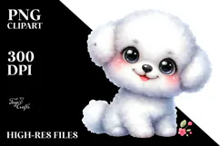 Cute Bichon Frise Watercolor PNG Product Image 2