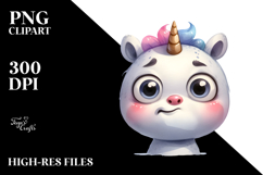 Funny Baby-Face Unicorn, High-Quality PNG Product Image 2