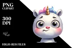 Funny Baby-Face Unicorn, High-Quality PNG Product Image 2