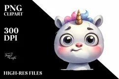 Funny Baby-Face Unicorn, High-Quality PNG Product Image 3