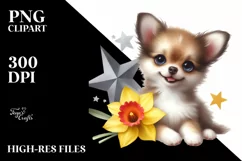 Cute Smiling Babydog Daffodil Watercolor Product Image 3