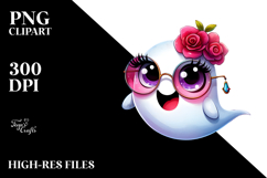Funny Cute Ghost with es, Transparent PNG Product Image 2