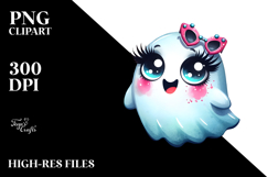Funny Cute Ghost with es, Transparent PNG Product Image 2
