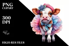 Colorful Cow in Tutu PNG Product Image 1