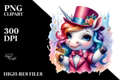 Colorful Baby Unicorn in Jazz Dancer's Outfit PNG Product Image 2