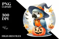 Cute Baby Macaw on Star Halloween PNG Product Image 3