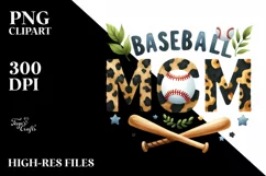 Baseball Mom in Animalprint Font Clipart Product Image 1