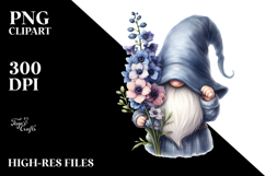 Cute Gnome with Delphinium PNG Product Image 2