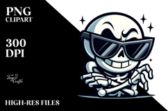 Cartoony Skeleton with Oversized Sunglasses, Transparent PNG Product Image 2