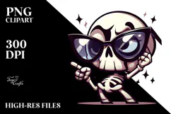 Cartoony Skeleton with Oversized Sunglasses, Transparent PNG Product Image 2