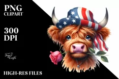 Watercolor Highland Cow Portrait with Hat & Confusion | Product Image 3
