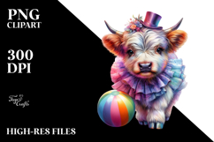 Colorful Baby Highland Cow with Ballroom PNG Product Image 2