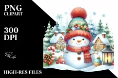 Cute Snowman in Winter PNG Product Image 3
