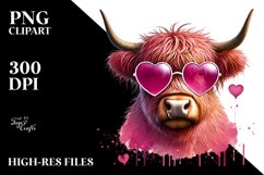Highland Cow with Sunglasses PNG Product Image 2