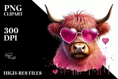 Highland Cow with Sunglasses PNG Product Image 2