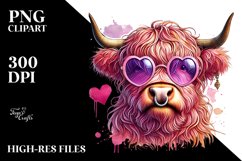 Highland Cow with Sunglasses PNG Product Image 2