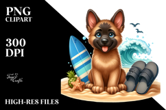 Sitting Sand Surf Malinois Clipart Sublimation Product Image 2