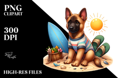 Sitting Sand Surf Malinois Clipart Sublimation Product Image 2
