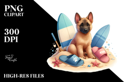 Sitting Sand Surf Malinois Clipart Sublimation Product Image 2