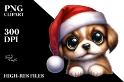 Cute Baby Dog with Santa Hat, Transparent PNG Product Image 2