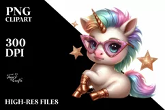 Baby Unicorn Posing Johny Bravo Shimmering Star | Clipart Product Image 1