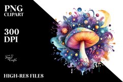 Colorful Magical Celestial Mushroom Watercolor Product Image 1