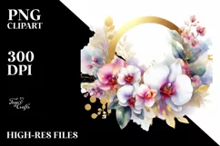 Colorful Frame Gold Foil Orchid Sublimation Clipart Product Image 3