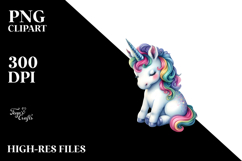Colorful Baby Unicorn with Mountain PNG Product Image 2
