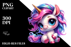 Cute Unicorn with Floral Wreath PNG Product Image 2