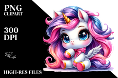 Cute Unicorn with Floral Wreath PNG Product Image 2