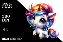 Cute Unicorn with Floral Wreath PNG Product Image 2