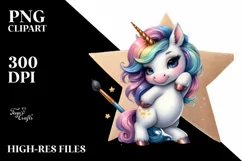 Baby Unicorn Posing Johny Bravo Shimmering Star | Clipart Product Image 1